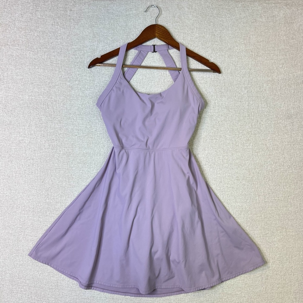 Halara Softly Zero Airy Backless Twisted Flare Dance Active Dress Purple S Small